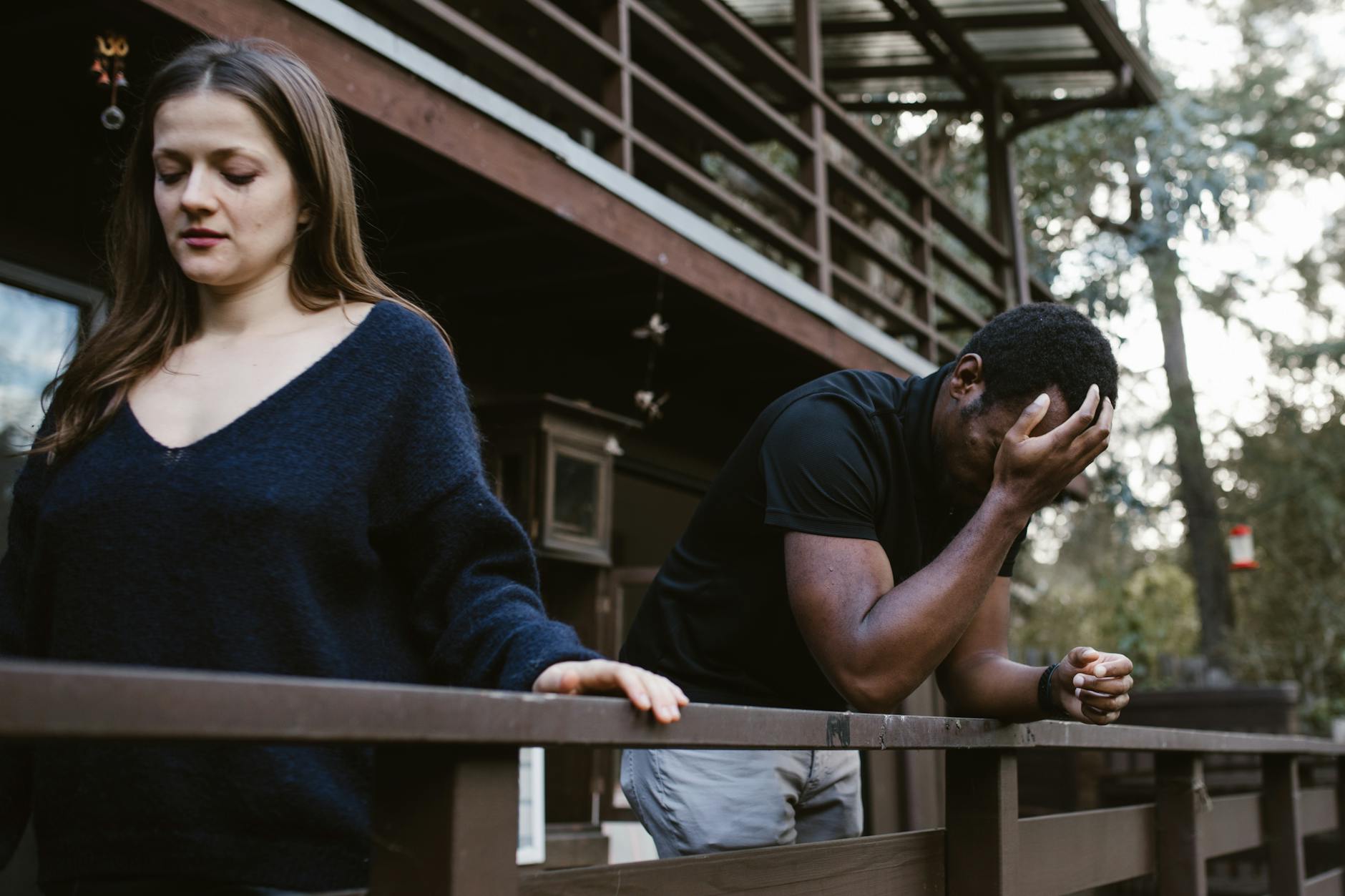 woman walking away from the man